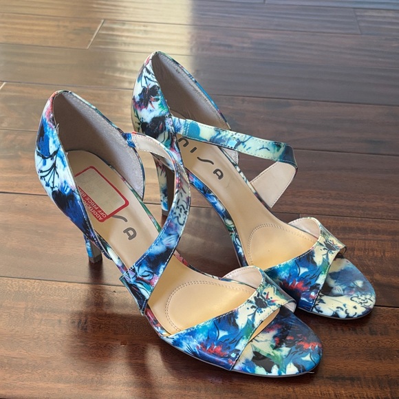 Unisa | Vibrant Blue Floral strappy Heels - Picture 2 of 11